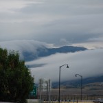 Morning clouds and fog rolling over the mountains